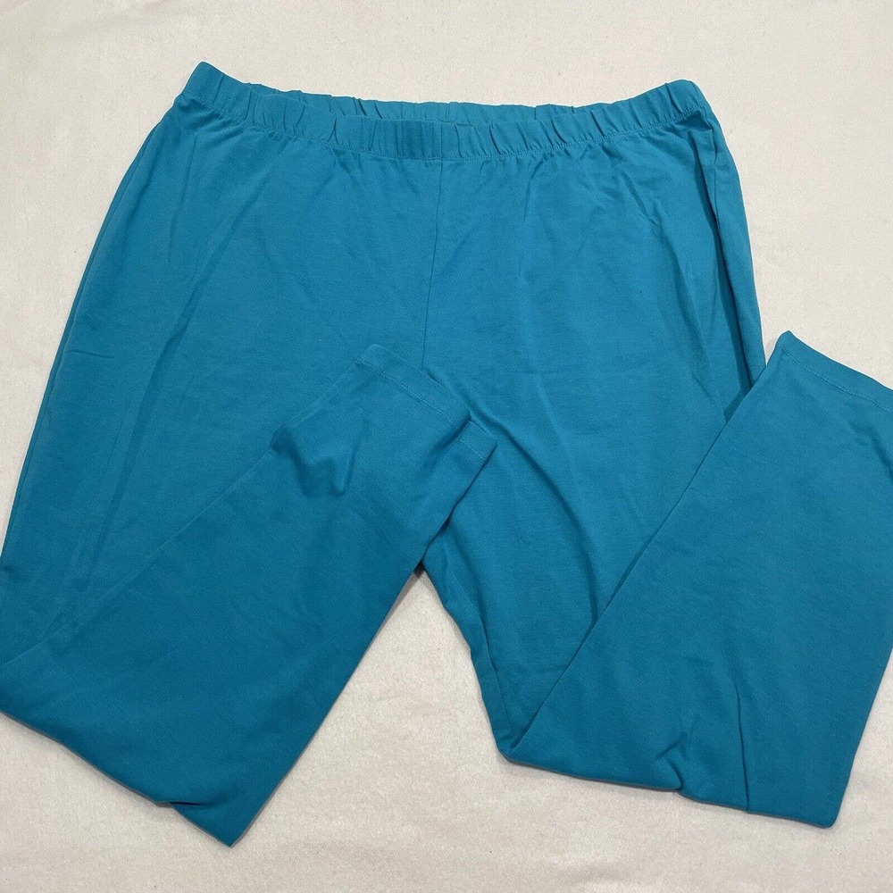 Roaman's 3X 30/32 Cropped Ankle Pull On Leggings Blue Stretch Cotton New‎